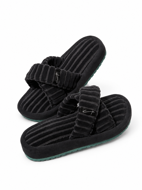 Ribbed Slippers - Charcoal