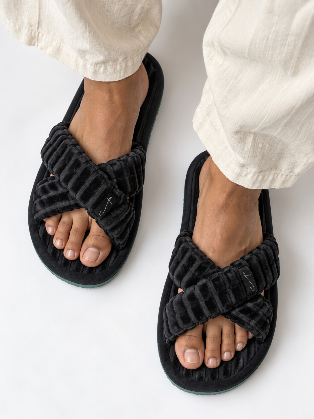 Ribbed Slippers - Charcoal