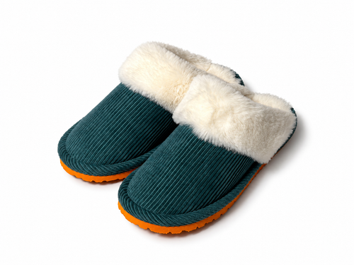 Fur Lined Slippers - Teal
